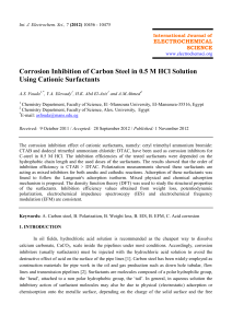 Corrosion Inhibition of Carbon Steel in 0.5 M HCl Solution Using