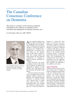Summary of the Canadian Consensus Conference on Dementia