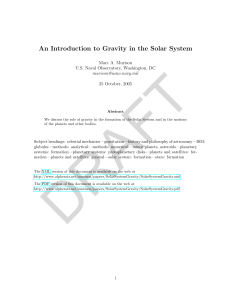 An Introduction to Gravity in the Solar System