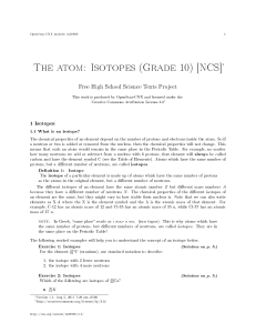 The atom: Isotopes (Grade 10) [NCS]