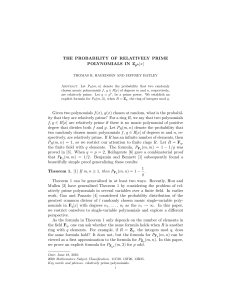 THE PROBABILITY OF RELATIVELY PRIME POLYNOMIALS