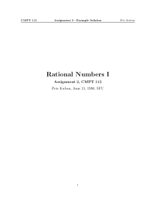 Rational Numbers I