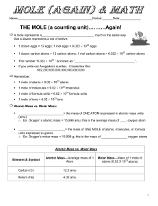 THE MOLE (a counting unit)……….Again!