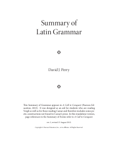 Summary of Latin Grammar - Northside Middle School