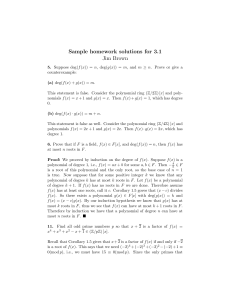 Sample homework solutions for 3.1 Jim Brown