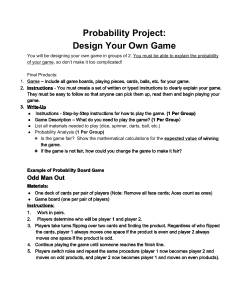Probability Project: Design Your Own Game