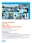 Clemson University 2016 – 2017 Student Health Insurance Plan