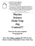 Marine Science Field Trip Jug Contest!!! Prize for the most original