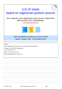 LCA of meals based on vegetarian protein sources - ESU