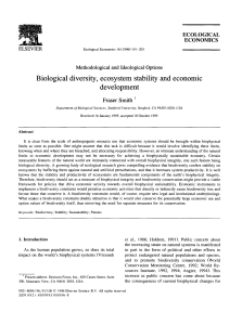 Biological diversity, ecosystem stability and economic