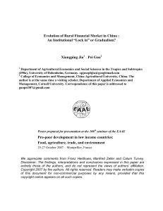 Evolution of Rural Financial Market in China : An Institutional “Lock