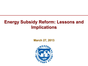 Presentation: Energy Subsidy Reform: Lessons and Implications