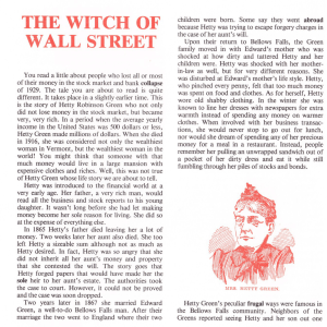 The Witch of Wall Street