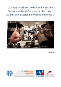 Garment Workers` Health and Nutrition Status, and Food Provision in