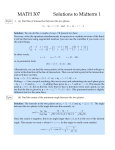 MATH 307 Solutions to Midterm 1