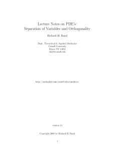Lecture Notes on PDE`s: Separation of Variables