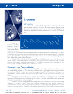 Lycopene Monograph - Alternative Medicine Review