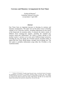 Currency and Monetary Arrangements for East