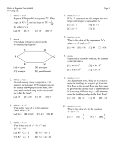 Math A Regents Exam 0608 Page 1 Segment RS is parallel