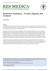 Respiratory Inadequacy – its study, diagnosis, and treatment