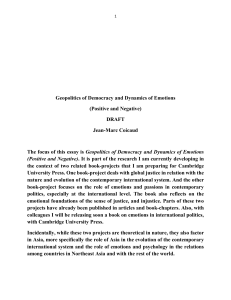 Geopolitics of Democracy and Dynamics of Emotions (Positive and