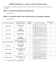 CHEM1002 Worksheet 13 – Answers to Critical Thinking Questions