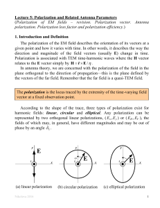 Lecture 5: Polarization and Related Antenna Parameters