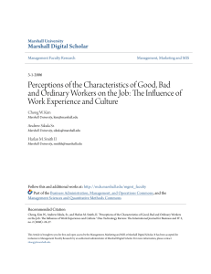 Perceptions of the Characteristics of Good, Bad and Ordinary