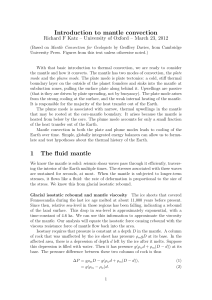 Introduction to mantle convection 1 The fluid mantle