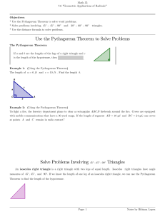 Use the Pythagorean Theorem to Solve Problems Solve Problems