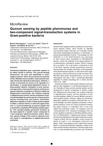Quorum sensing by peptide pheromones and two-component