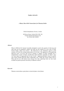 A Binary Mass-Orbit Nomenclature for Planetary Bodies