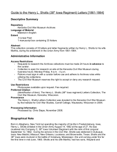 Guide to the Henry L. Sholts (38th Iowa Regiment) Letters [1861