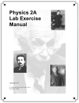 Physics 2A Lab Exercise Manual - D e A nza C ollege Physical