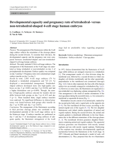 Developmental capacity and pregnancy rate of tetrahedral