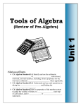 Tools of Algebra (Review of Pre