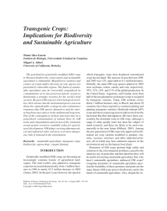 Transgenic Crops: Implications for Biodiversity and Sustainable