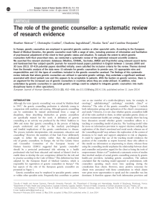 The role of the genetic counsellor: a systematic review of