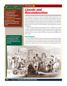 Lincoln and Reconstruction Section Preview Section Preview