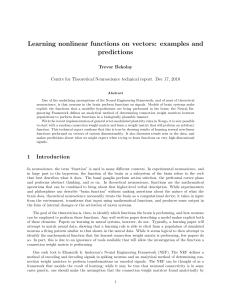 Learning nonlinear functions on vectors: examples and predictions