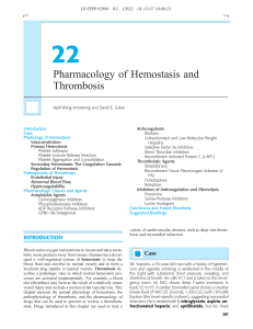 Pharmacology of Hemostasis and Thrombosis