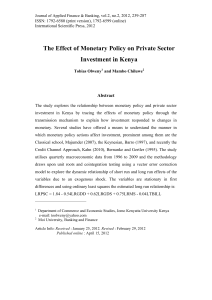 The Effect of Monetary Policy on Private Sector Investment in Kenya