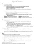 Algebra note sheet test 10