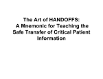 The Art of HANDOFFS: A Mnemonic for Teaching the Safe Transfer