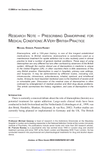 RESEARCH NOTE–PRESCRIBING DIAMORPHINE FOR MEDICAL