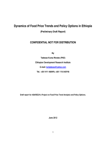 Dynamics of Food Price Trends and Policy Options in Ethiopia