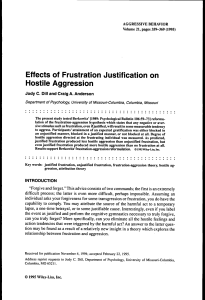 Effects of Frustration Justification on Hostiie Aggression