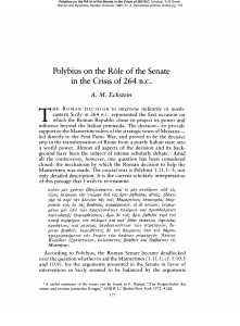 Polybius on the Role of the Senate in the Crisis of 264 B.C.
