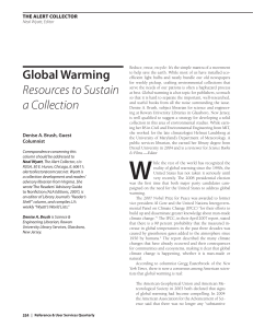 Global Warming Resources to Sustain a Collection