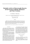 Metabolic Activity of Heterotrophic Bacteria in the Presence of Humic